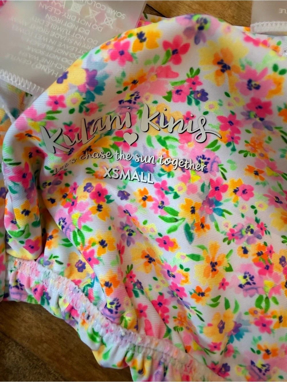 Kulani Kinis Floral Bikini Set in White with Pink, Yellow & Green